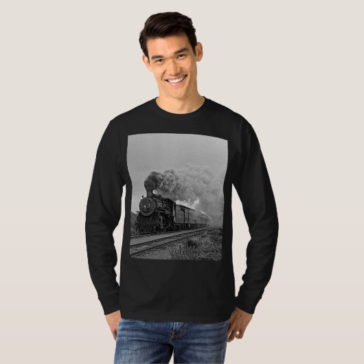 Vintage Locomotive Train Steam Engine Tシャツ (正面フル)