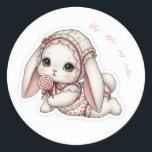 Vintage Lolita Bunny - Classical Doll Lying Pose  ラウンドシール<br><div class="desc">Vintage Lolita Bunny - Classical Doll Lying Pose Kawaii Art🐰💖✨ 🎀🍭✨ "Step into a timeless fairytale with this adorable baby bunny dressed in exquisite Vintage and Classical Lolita fashion! 🐰🎀 Poised charmingly with a lollipop in hand, this fluffy white rabbit embodies elegance and ultimate dreamy kawaii charm. Perfect for Lolita...</div>