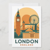 Vintage London England Travel Poster Postcard  招待状 (正面)