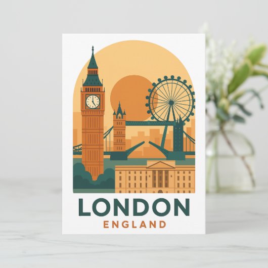 Vintage London England Travel Poster Postcard  招待状 (スタンド正面)