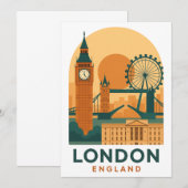Vintage London England Travel Poster Postcard  招待状 (正面/裏面)
