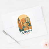 Vintage London England Travel | Retro  スクエアシール (封筒)