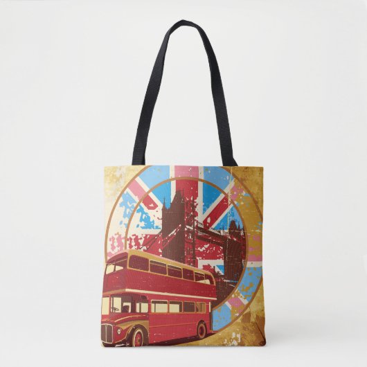 Vintage London Red Double Decker Bus トートバッグ (正面)