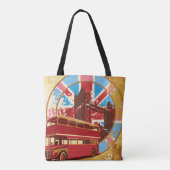 Vintage London Red Double Decker Bus トートバッグ (裏面)