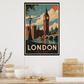 Vintage London Travel ポスター (キッチン)