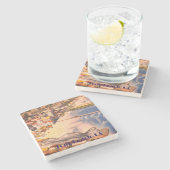 Vintage Long Beach, California Birdseye View ストーンコースター (横)