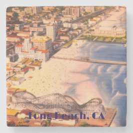Vintage Long Beach, California Birdseye View ストーンコースター