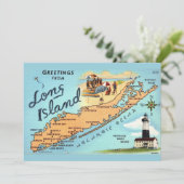 Vintage Long Island Map 5x7 Big Postcard サンキューカード (スタンド正面)