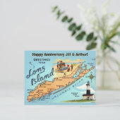 Vintage Long Island Map Occasion Postcard ポストカード (スタンド正面)