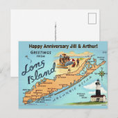 Vintage Long Island Map Occasion Postcard ポストカード (正面/裏面)