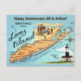 Vintage Long Island Map Occasion Postcard ポストカード