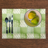 Vintage Look Green Yellow Ecru Patchwork  エプロン