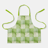 Vintage Look Green Yellow Ecru Patchwork  エプロン (正面)