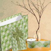 Vintage Look Green Yellow Ecru Patchwork  サテンリボン