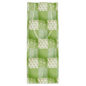 Vintage Look Green Yellow Ecru Patchwork  ワインギフトバッグ (裏面)