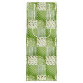 Vintage Look Green Yellow Ecru Patchwork  ワインギフトバッグ (正面)