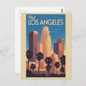Vintage Los Angeles California City Skyline ポストカード (正面/裏面)