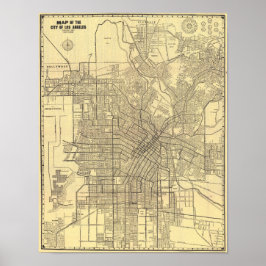 Vintage Los Angeles Map Poster 1914 ポスター