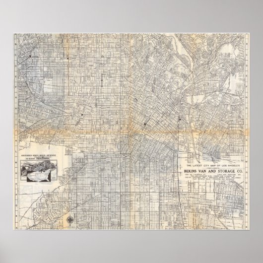 Vintage Los Angeles Map Poster 1942 ポスター (正面)