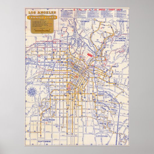 Vintage Los Angeles Map Poster 1946 ポスター (正面)