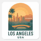 Vintage Los Angeles Travel – Retro Hollywood  スクエアシール (正面)