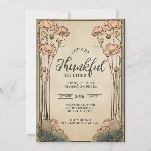 Vintage Lotus Thanksgiving Celebration 招待状 (正面)