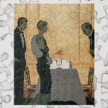 Vintage Love and Romance, Couple Elegant Dinner ジグソーパズル<br><div class="desc">Vintage Illustration love and romance image featuring a man and a woman out on a romantic date eating at a fancy restaurant. They are about to be seated at their table by the maitre d or waiter.</div>