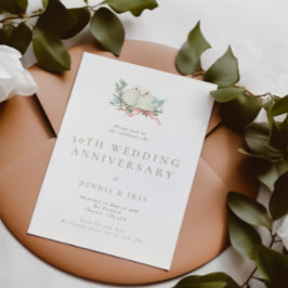Vintage Love Birds 50th Wedding Anniversary 招待状