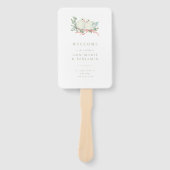 Vintage Love Birds Sage & Pink Wedding Program ハンドファン (正面)