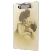 Vintage love couple kissing sepia illustration クリップボード (左)