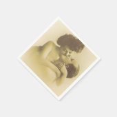 Vintage love couple kissing sepia illustration スタンダードカクテルナプキン (角)