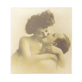 Vintage love couple kissing sepia illustration ノートパッド