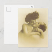Vintage love couple kissing sepia illustration ポストカード (正面/裏面)