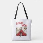 Vintage Love Letter Valentine Heart トートバッグ (裏面)