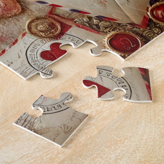 Vintage Love Letters Romantic Collage ジグソーパズル (側面)