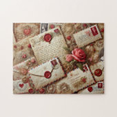 Vintage Love Letters Romantic Collage ジグソーパズル (横)
