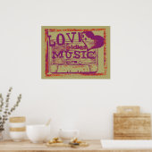 Vintage Love oldies music Poster ポスター (キッチン)