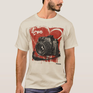 Vintage Love Photography Photo camera and hearts Tシャツ