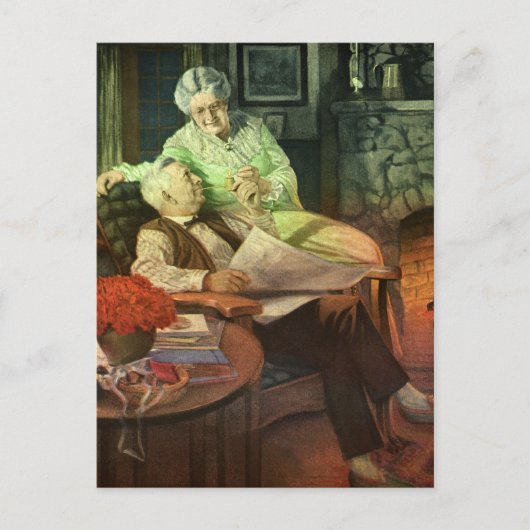 Vintage Love, Romance, Romantic, Save the Date 案内ポストカード (正面)