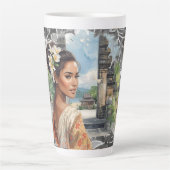 Vintage, Lovely Bali Women and Tropical Paradise  カフェラテマグ (正面)