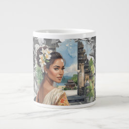 Vintage, Lovely Bali Women and Tropical Paradise  ジャンボコーヒーマグカップ