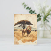 Vintage Löwe in der Savanne Südafrikas ポストカード (スタンド正面)