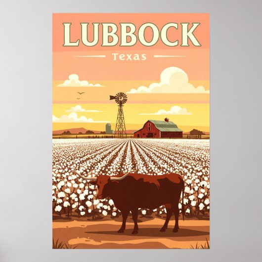 Vintage Lubbock Texas ポスター (正面)