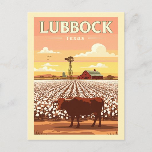 Vintage Lubbock Texas ポストカード (正面)