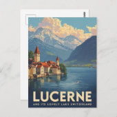 Vintage Lucerne Switzerland Travel ポストカード (正面/裏面)