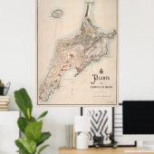 Vintage Macau China Map (1889) ポスター (ホームオフィス)