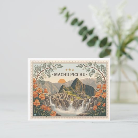 Vintage Machu Picchu Peru Postcard ポストカード (スタンド正面)