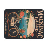 Vintage Mackinac Island Michigan with bike Flowers マグネット (横)