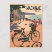 Vintage Mackinac Island Michigan with Flowers gift ポストカード (正面)
