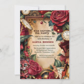 Vintage Mad Hatter Tea Party Birthday  招待状 (正面)